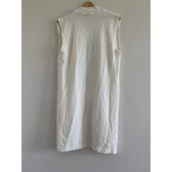 Pearl trim cardigan vest women luxury cozy size M cream IVORY MOONLIGHT BAY - Picture 7 of 8